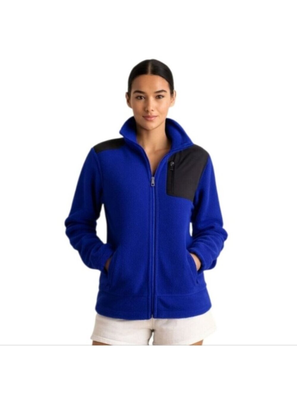 Lauren Ralph Lauren Active Blue & Black Full - Zip Sherpa Fleece Jacket